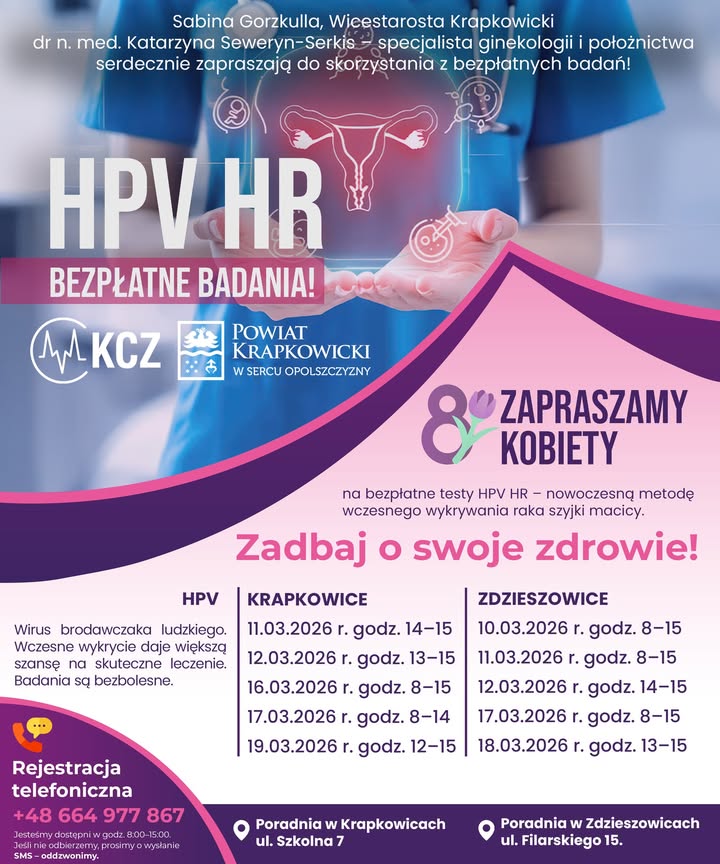 Plakat informacyjny o badaniach HPV.