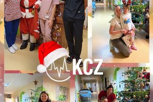 Pracownicy szpitala z dziećmi w czasie świąt.