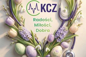 Wielkanocny wieniec z logo.